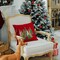 Christmas Pillow Covers 18x18 Inch Tree Christmas Decorations Velvet Red Christmas Throw Pillow Cases Xmas Christmas Decor Winter Decorative Pillows for Couch Holiday Soft Gold